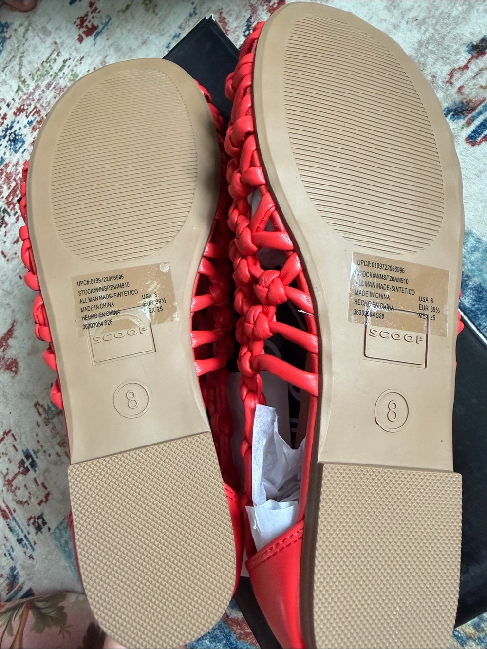 Scoop Women's Red Woven Slip-On Flats - Picture 3 of 3